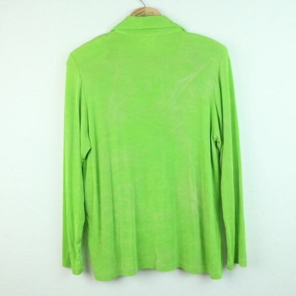 Vintage Small Shirt Y2K Clingy Rhinestone Lime Green Neon Rave Brat Maximalist - Picture 9 of 11